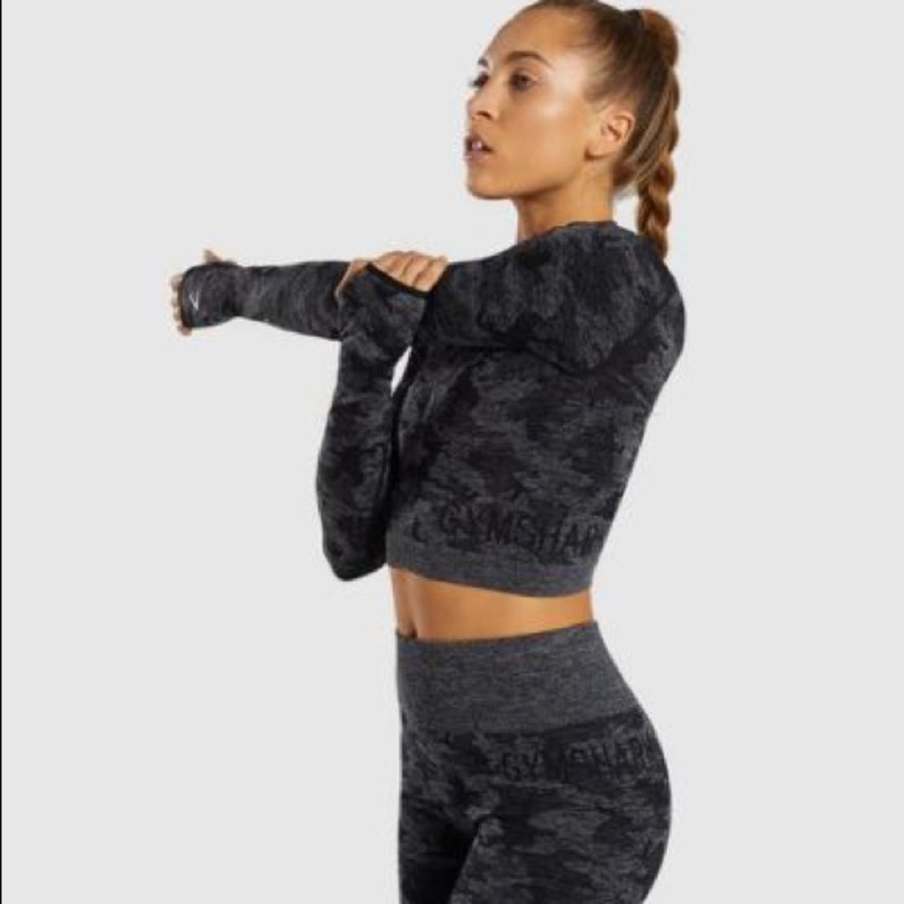 Gymshark Camo Seamless Long Sleeve Crop Top